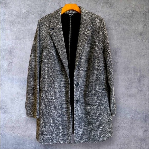 NEW TORRID STUDIO Double Knit Boyfriend Blazer Grey Plaid Size 2X TORRID 2 NWOT - Picture 4 of 17